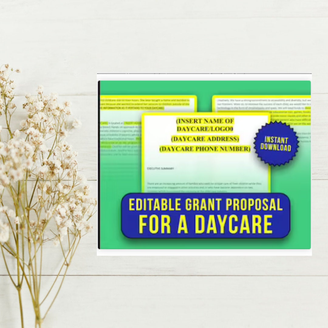 DAYCARE Grantwinning PROPOSAL / Childcare Center Etsy