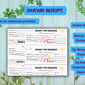 Custom Daycare Receipt Template: Printable Childcare Tax Forms (Fillable PDF)