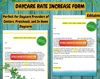 Bearbeitbare Briefvorlage zur Erhöhung der Kita-Rate (Digitaler Download)