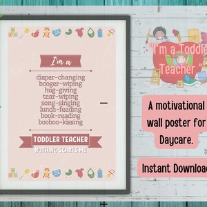 Toddler Teacher Motivational Poster: Daycare Humor Wall Art (Digital Download)