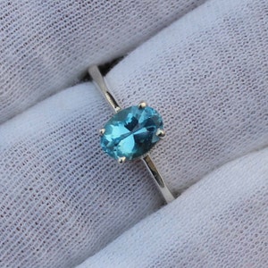 Natural Swiss Blue Topaz Ring Sterling Silver Gemstone Engagement Ring For Women - Promise Ring November Birthstone Anniversary Gift For Her