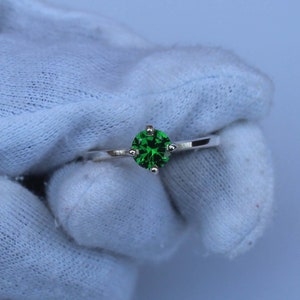 Emerald Ring 925 Sterling Silver Ring Handmade Ring Women Silver Ring Round Cut Ring Engagement Ring Wedding Ring Gift For Her