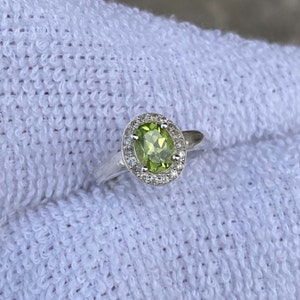 Peridot Sterling Silver Ring: August Birthstone, Green Gemstone