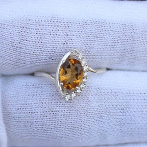 Citrine Ring: Sterling Silver, Natural Gemstone & Cubic Zirconia