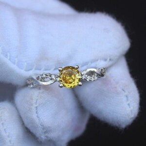 Gelber Saphir Ring, Sterling Silber Ring, September Schmuck, Verlobungsring, Saphir Ehering, Brautjungfer Ring, Geschenk für sie