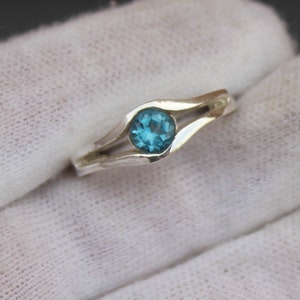London Blue Topaz Ring, Wedding Ring, 925 Sterling Silver Promise Ring, Engagement Ring Silver Jewellery Ring Anniversary Ring, Gift for Her