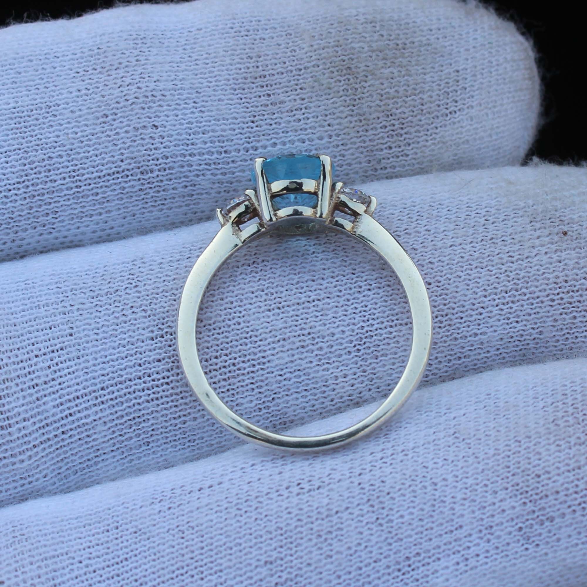 Swiss Blue Topaz Ring: Sterling Silver Engagement Ring, December ...