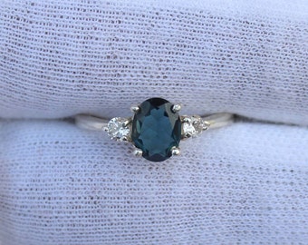 Oval London Blue Topaz Ring: Sterling Silver & Cubic Zirconia