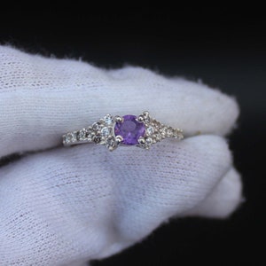Handmade Sterling Silver Amethyst Ring with Cubic Zirconia