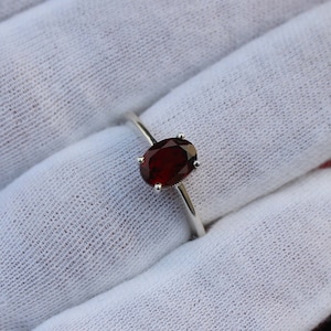 Rare Quality Garnet Ring, 925 Silver Ring, Stone Ring, Anniversary Gift, Birthday Gift, Garnet Silver Ring, Promise Ring Dainty Garnet Ring