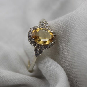 Handmade Sterling Silver Citrine Ring: Oval November Birthstone