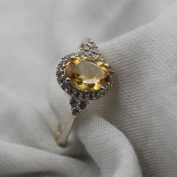 Natural Citrine Ring - Sterling Silver Ring - Natural Citrine Ring - Handmade Silver Ring - Citrine Jewelry November Birthstone Gift For Her