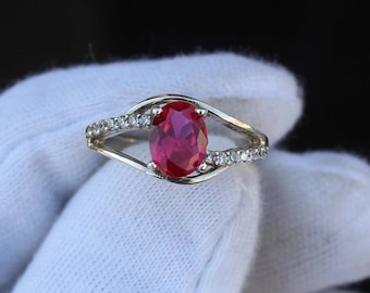 Dainty Lab Ruby Ring: Sterling Silver Promise Ring