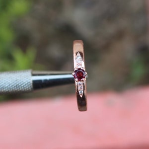 natural garnet ring gemstone ring Sterling Silver Natural Garnet Ring Girlfriend Wife Cut January Birthstone Rose Gold Ring