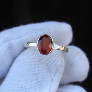 Natural Hessonite Garnet Gemstone Ring, 925 Sterling Silver Ring, Handmade Ring, Wedding Ring, Oval Cut Ring, Anniversary Gift For Women