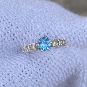 Blue Topaz Stacking Ring Blue Topaz Ring Engagement Ring December Birthstone Swiss Blue Topaz Gemstone solitaire Ring Blue Topaz Ring