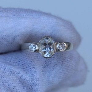 Natural Clear Quartz Ring: Sterling Silver, CZ Accents
