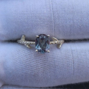 Oval Alexandrite Sterling Silver Ring - June Birthstone Promise Ring