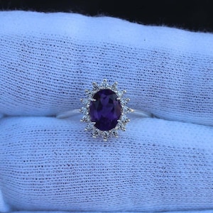 Natural Amethyst Amethyst Ring February Birthstone Wedding Ring Oval Cut Ring boho Ring Wedding Ring Engagement Ring Women Ring
