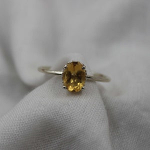 Natural Citrine Ring- Sterling Silver Gemstone Engagement Ring For Women- Promise Ring November Birthstone Anniversary Birthday Gift For Her