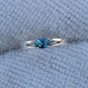 Genuine London Blue Topaz Stone Ring | Handmade 925 Sterling Silver Band Ring | Statement Ring | Birthstone Ring | Solitaire Ring | Jewelry