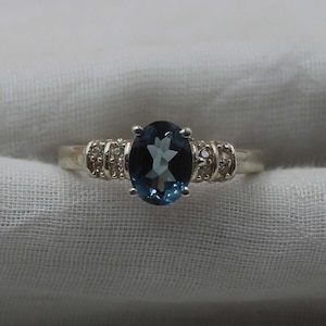 Dainty London Blue Topaz Ring: Sterling Silver Promise Ring