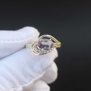 Oval Alexandrite Ring: 925 Sterling Silver, June Birthstone