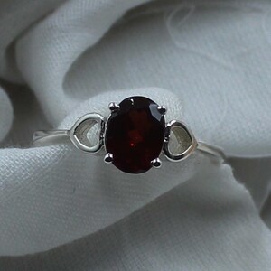 Red Garnet Sterling Silver Ring: Oval Gemstone Engagement Promise