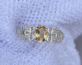 Oval Citrine Ring: 925 Sterling Silver, November Birthstone