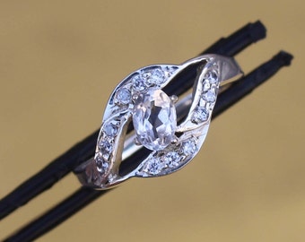 Bague En Argent Avec Topaze Rose Et Blanche - Taille 10, Taille Princesse, Référence R4202
