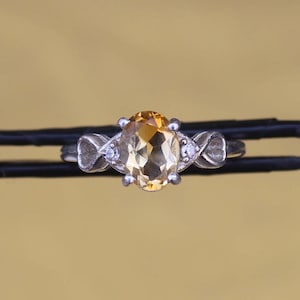 Natural Citrine Ring Sterling Silver Gemstone Engagement Ring For Women Promise Ring November Birthstone Anniversary Birthday Gift For Her