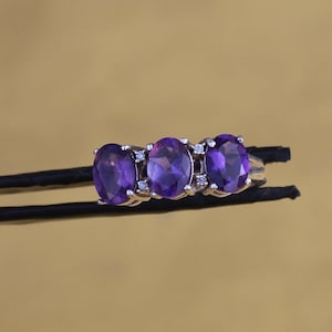 Amethyst Ring, 925 Sterling Silver Ring, Boho Ring, Oval Amethyst Ring, Statement Ring, February Birthstone Ring, Handmade Ring, Women Ring