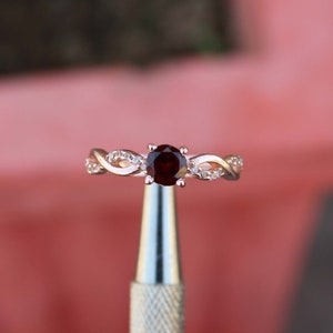 Genuine Garnet Ring | Rose Gold Plated Band | Natural Red Gemstone Jewelry Ring | January Birthstone | Anniversary Ring | Gift For Wife