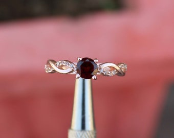 Garnet Ring: Rose Gold Plated Band, January Birthstone