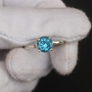 Natural swiss Blue Topaz Ring , 925 Sterling Silver Ring , Handmade Silver Ring , round Blue Topaz Ring , December Birthstone Women Ring