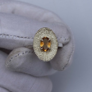 Dainty Citrine Ring: Oval Cut Sterling Silver, Handmade