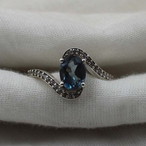 Genuine London Blue Topaz Stone Ring | Handmade 925 Sterling Silver Ring | Statement Ring | Birthstone Ring | Solitaire Ring | Jewelry Ring