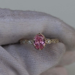 Oval Pink Sapphire Ring: Sterling Silver Engagement Ring