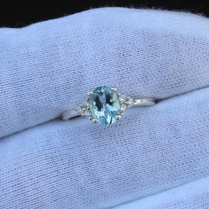Vintage Lab Aquamarine Ring: Sterling Silver, March Birthstone