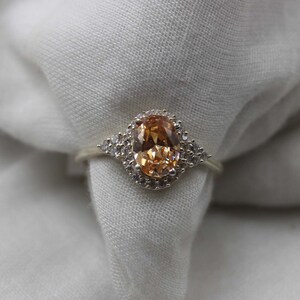 Vintage Morganite and silver Engagement Ring Oval Morganite Bridal wedding ring Solid silver ring anniversary ring Morganite Promise Ring
