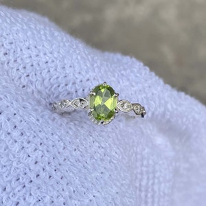 Natural Peridot Ring, Dainty Peridot Ring, Handmade 925 Sterling Silver Ring, Oval Peridot Designer Ring, August Birthstone, Promise Ring