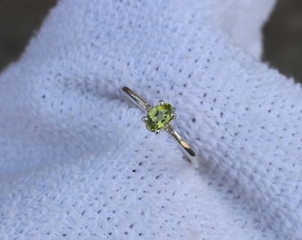 Handmade Oval Peridot Ring: Sterling Silver August Birthstone Promise Ring