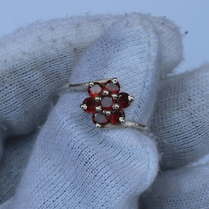 Red Garnet Ring: Sterling Silver Engagement Promise Ring