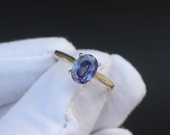 Oval Cut Tanzanite Ring Vintage Sterling Silver Blue Stone Engagement ...