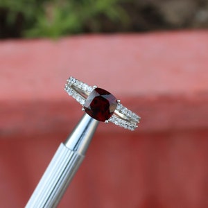 Elegant Red Garnet Ring/Cushion Cut Garnet Ring/Wonderful Quality Ring/Sterling Silver Ring/Ring For Her