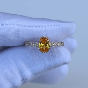 Genuine Yellow Sapphire Ring Sapphire Oval Ring Statement Ring Gift For Her Bridal Ring 925 Sterling Silver Wedding Ring