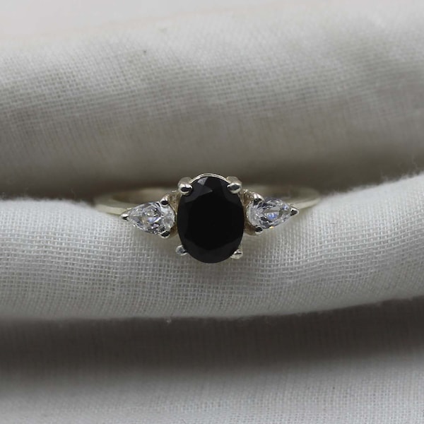 Black Onyx Ring 925 Sterling Silver Ring Oval Cut Ring Statement Ring Engagement Ring Gemstone Handmade Women's Ring Gift for Her