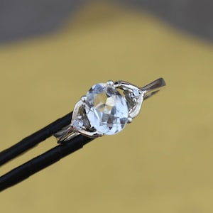 Oval Weißer Topas Ring: Sterling Silber Verlobungsring