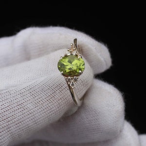 Peridot Ring- Sterling Silver Ring- Engagement Promise Ring- Green Gemstone- August Birthstone - Anniversary Birthday Gift for Her