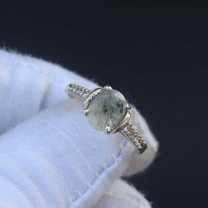 Green Moss Agate Ring, Natural Moss Agate ring Engagement Ring, Promise Ring Moss Agate ring, Sterling Silver Ring, Anniversary Gift for Her